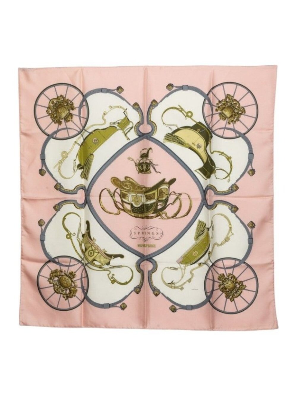 Hermes Carre 90 Spring Scarf Large Pink Multicolor Silk